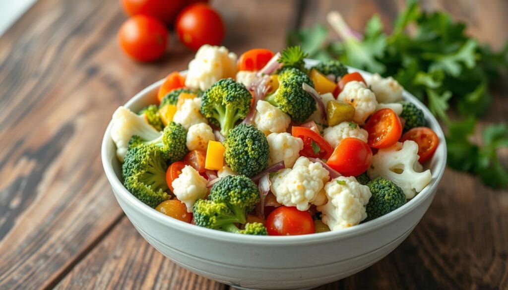 fresh broccoli cauliflower salad