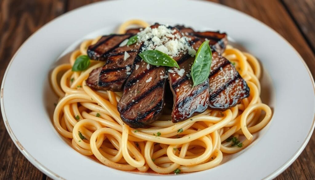 Beef Steak Pasta Combination