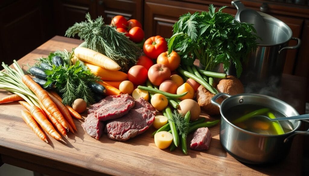 Ingredients for old fashioned vegetable beef soup recipe