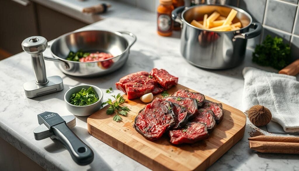 Kitchen Equipment for Beef Steak Pasta