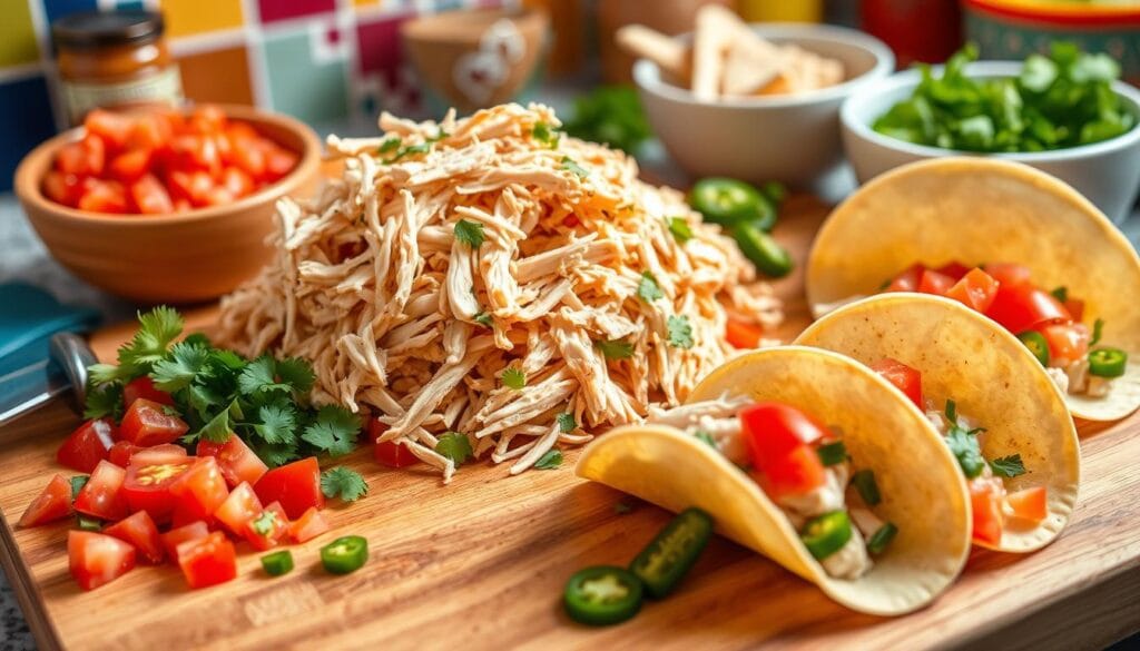 Shredded Chicken Taco Preparation