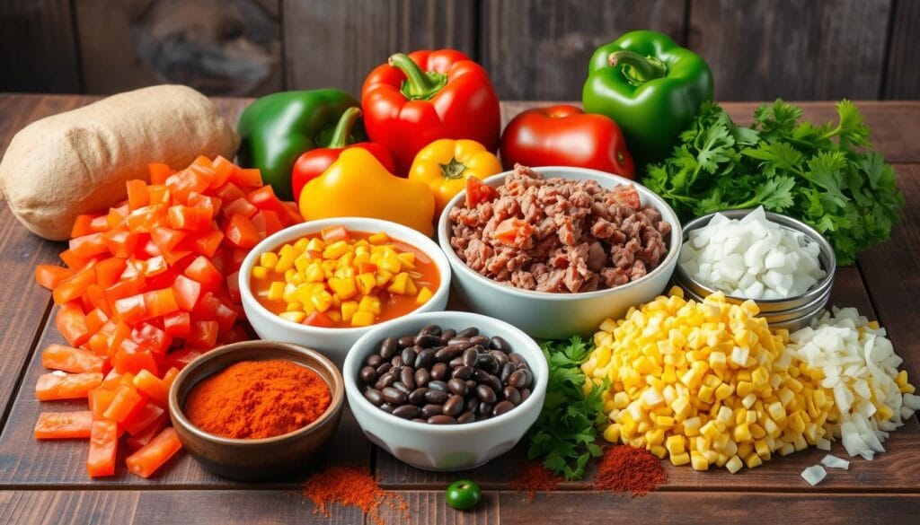 Taco Soup Ingredients Spread