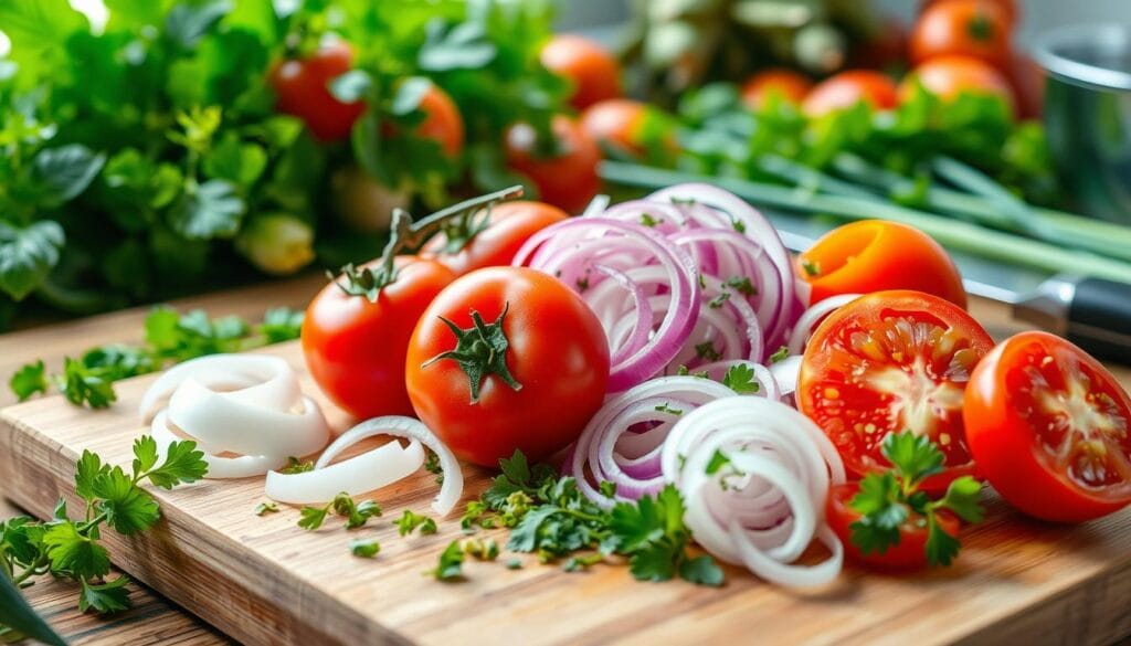 Tomato Onion Salad Preparation