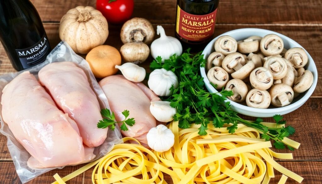 ingredients for chicken marsala fettuccine